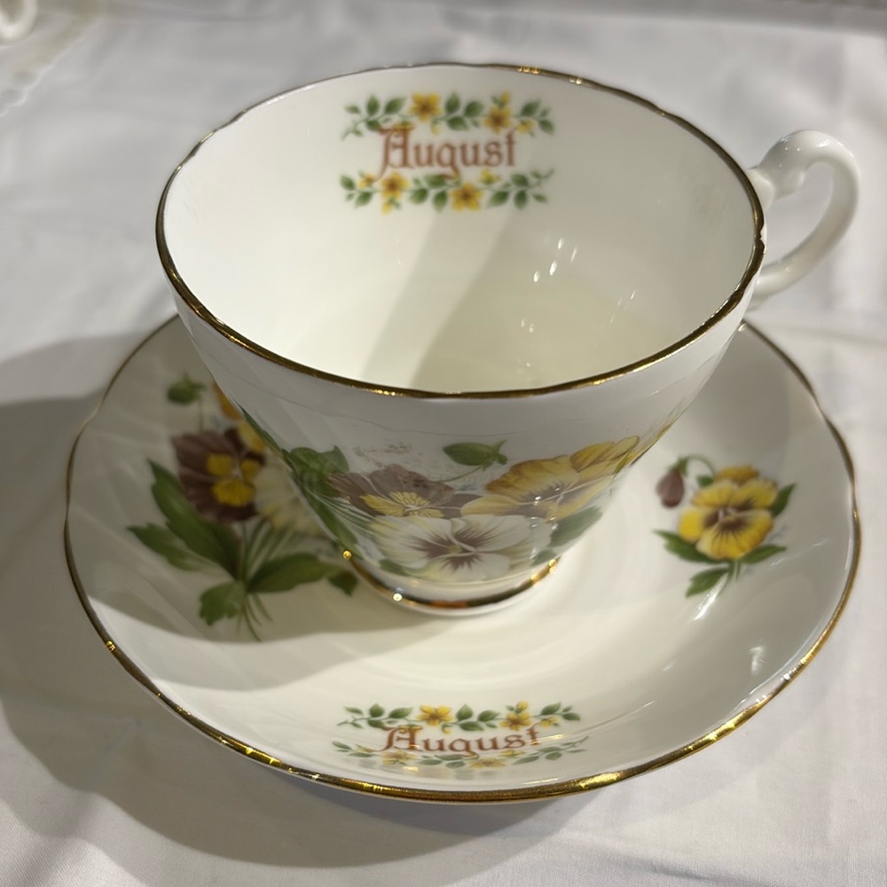 Royal Stuart Fine Bone China August Flowers Tea Cup And Saucer Set